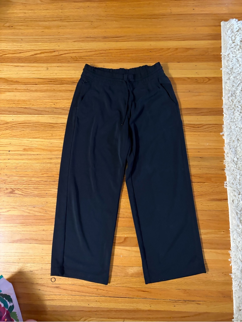 Athleta Black Straight-Leg Drawstring Pants